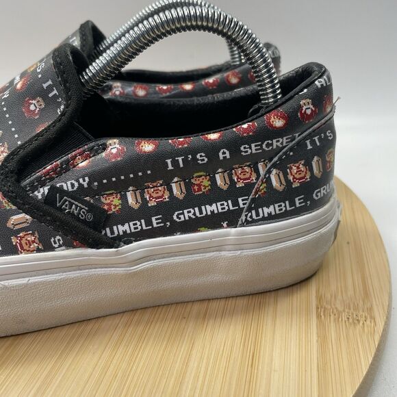 Vans X Nintendo Legend Of Zelda Logo Print Womens Size 6 Black Classic Slip Ons - Picture 7 of 15